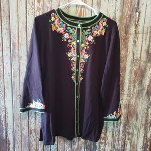 Bob Mackie Wearable Art Size L Navy Sweater